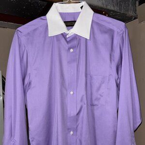 Donald J Trump Signature Contrast Collar Dress Shirt 16 Regular Fit French Cuffs